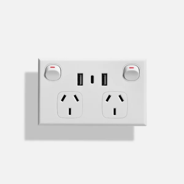 Standard twin GPO with twin USB + C type (4.2A)