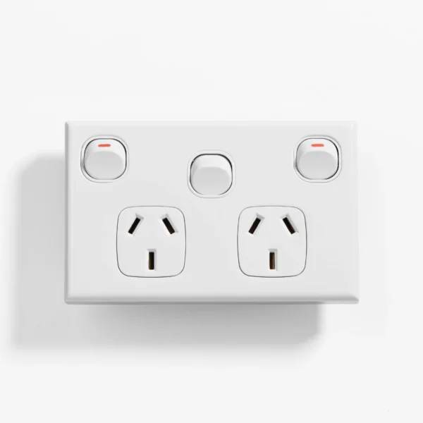 Standard double power point 10A, extra switch 16A