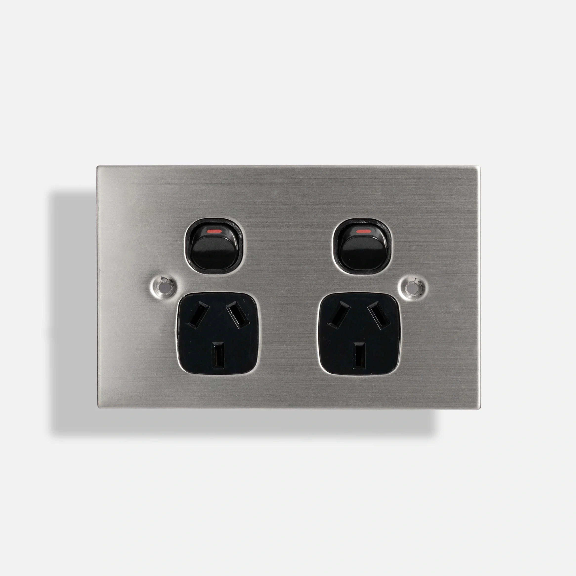 Black Stainless steel double power point 10A