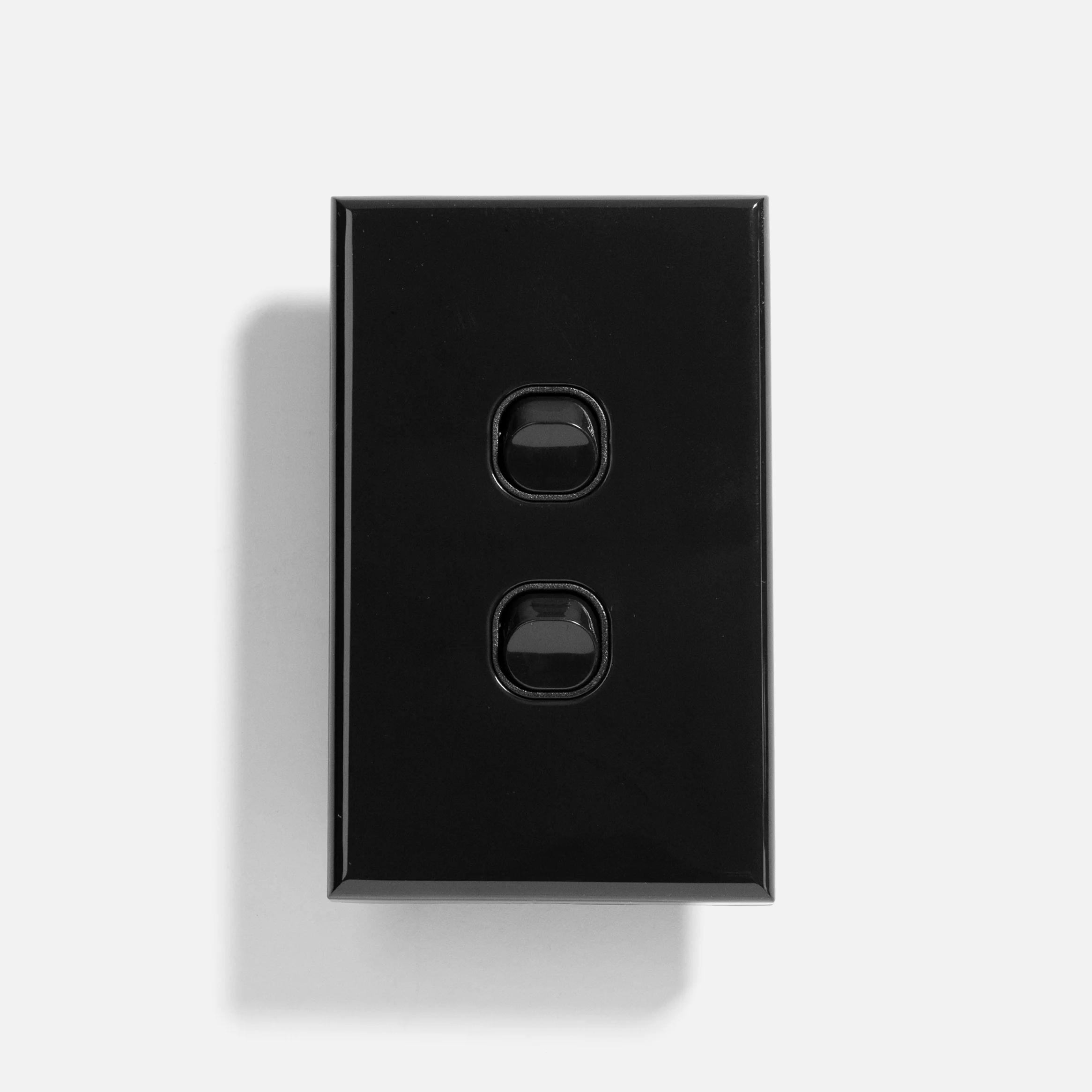 Black standard two gang switch 16A