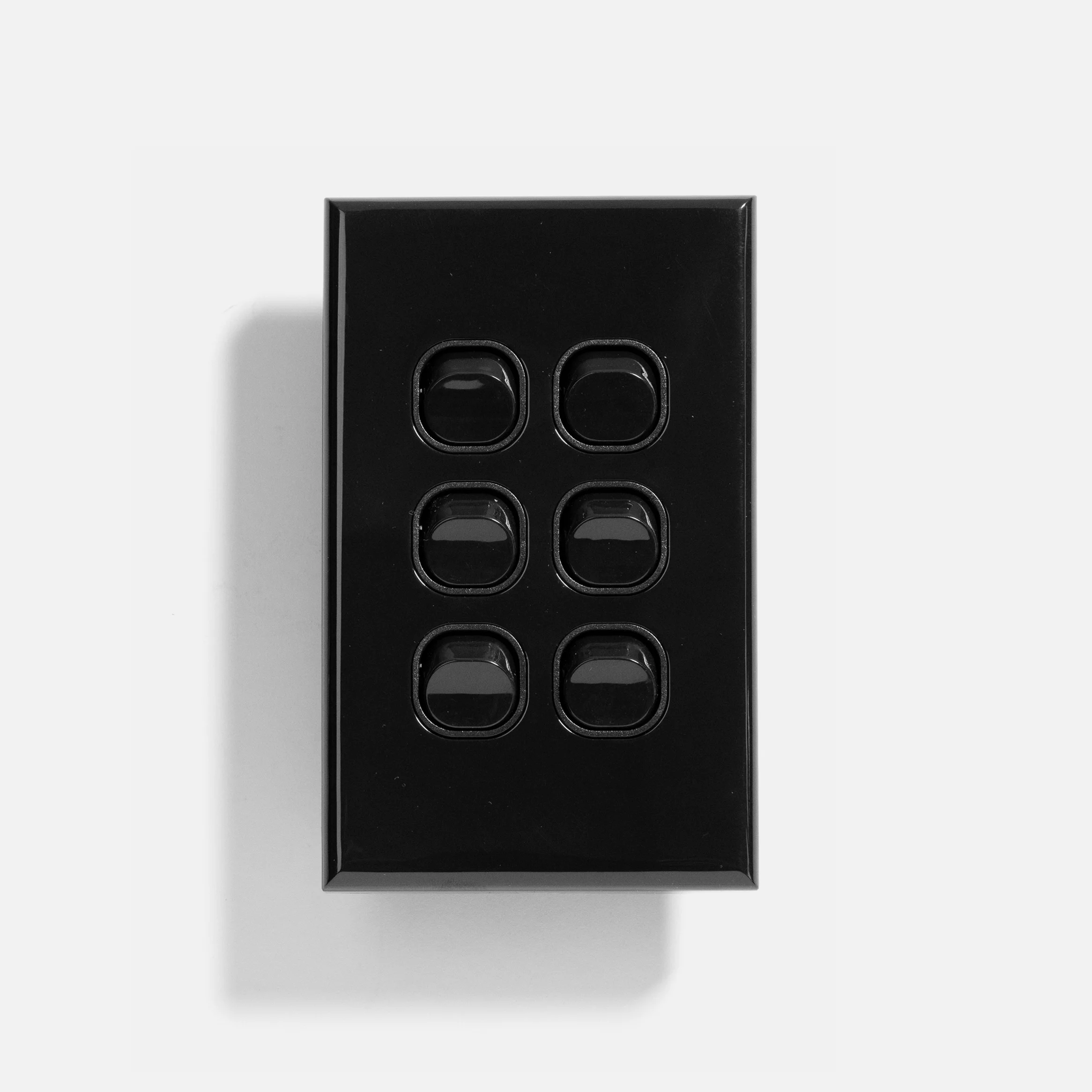 Black standard six gang switch 16A