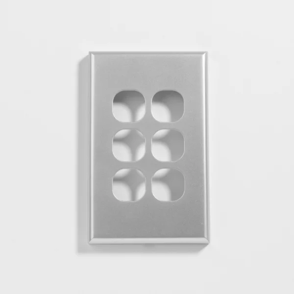 Standard six gang silver switch cover