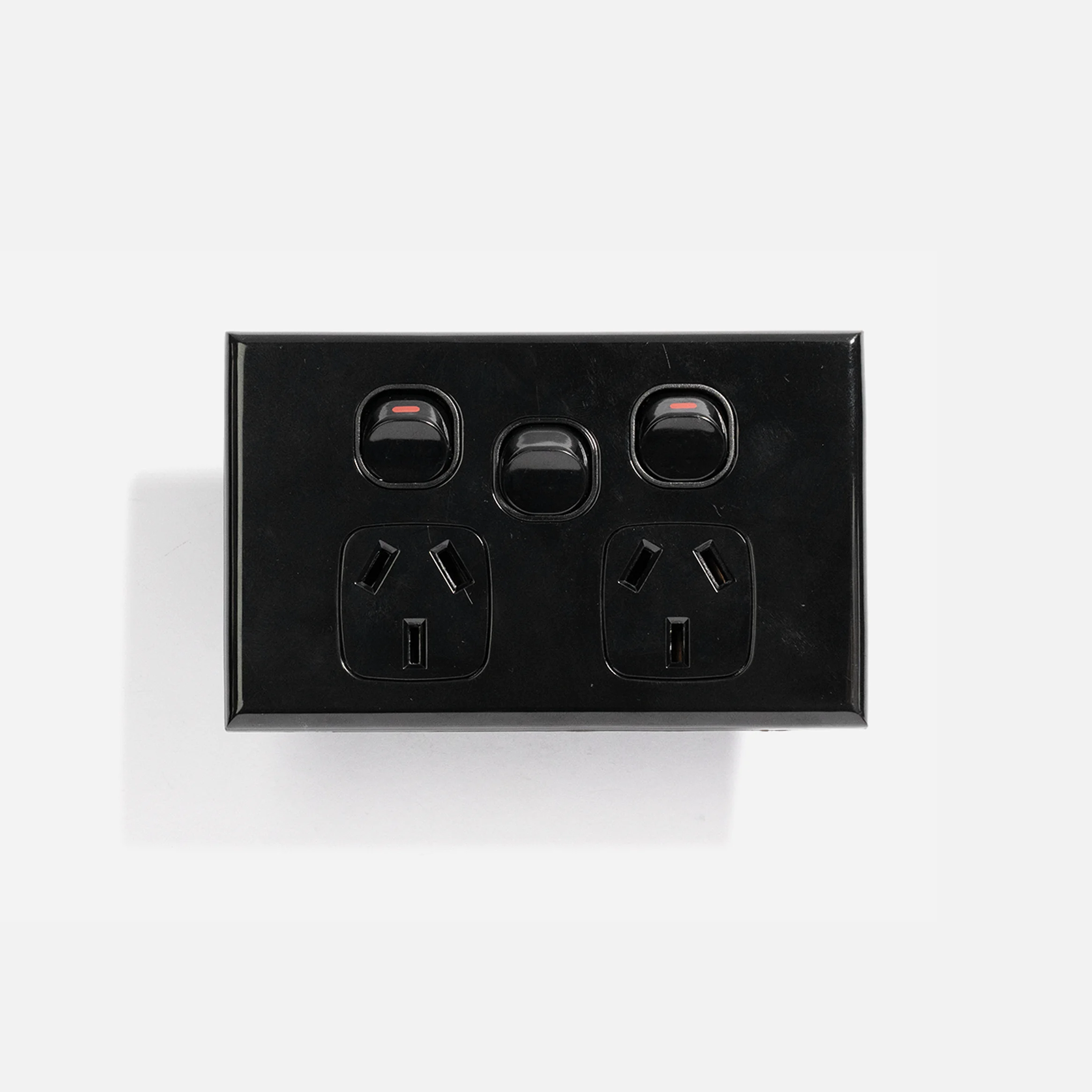 Black slim power point 10A, extra switch 16A