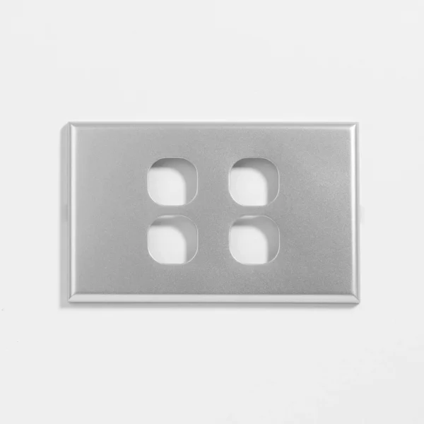 Slim four gang silver switch cover