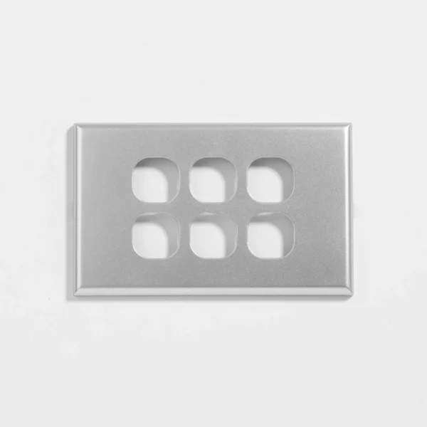 Slim six gang silver switch cover