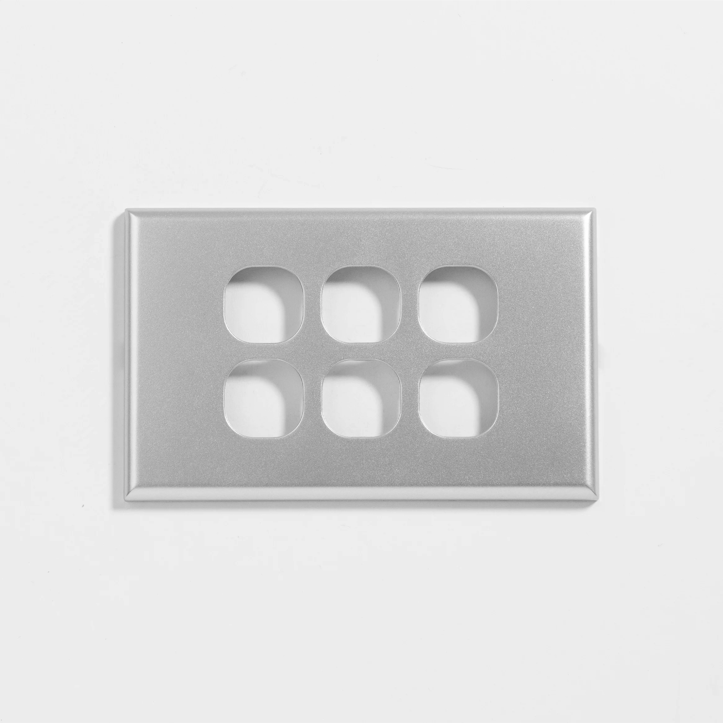Slim six gang silver switch cover